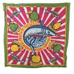 VTG GAP Swordfish Spring Fruits of the Sea Pink Green Nautical Coastal Bandana